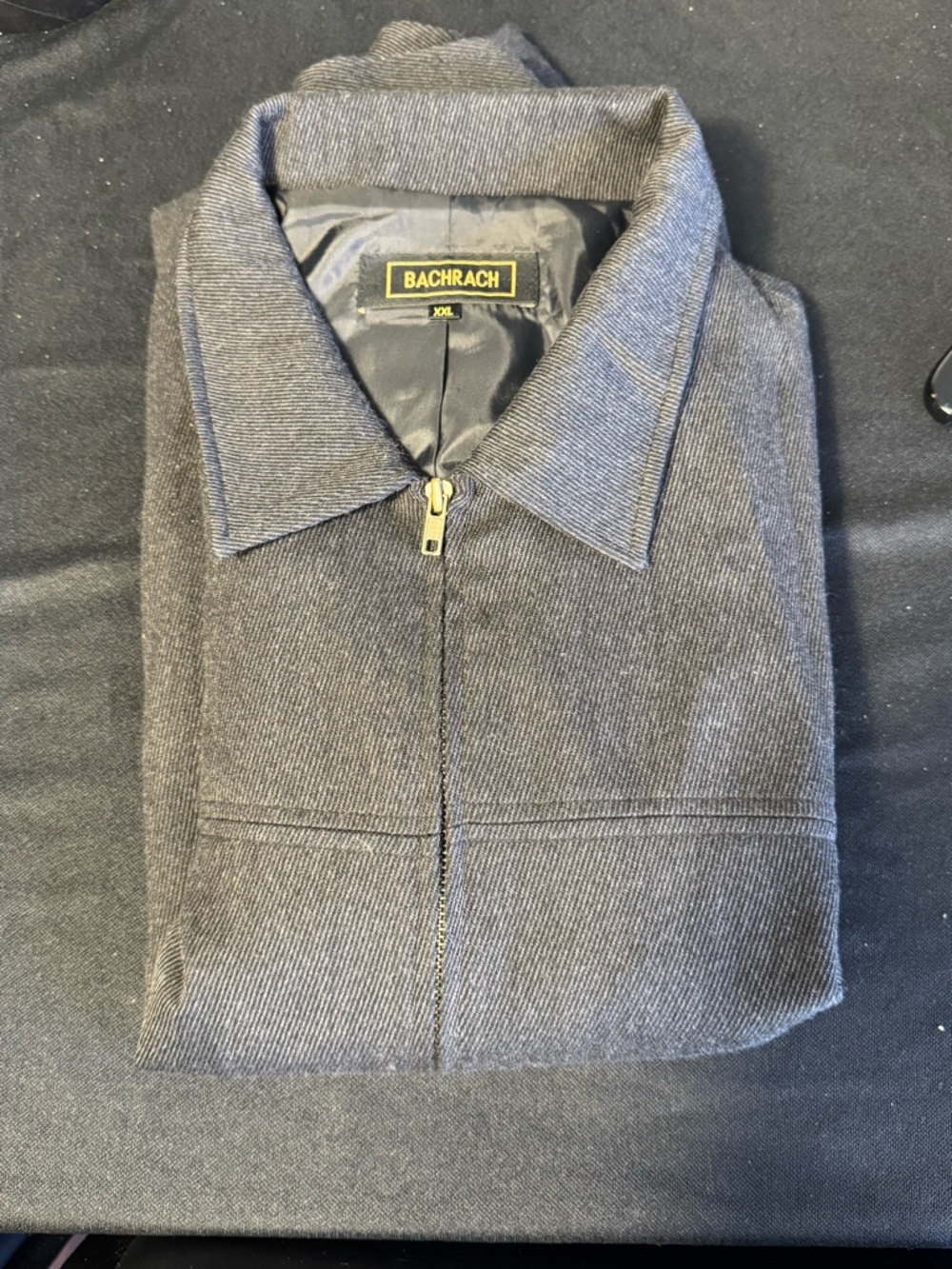 Bachrach Gray Herringbone Zip Jacket XXL Button Cuff Classic Coat